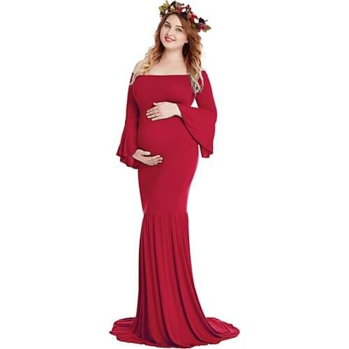 VOGUEON Women Maternity Long Dress Ruffles Long Sleeveless Evening Maxi Dresses Baby Shower Pregnancy Clothing for Photography