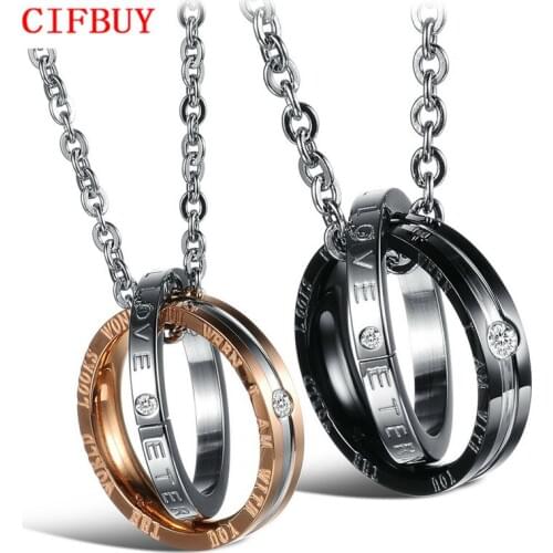 CIFBUY JEWELRY Free Shipping Romantic StyleTitanium Steel Couple Necklace, Pendent Necklace, Engrave Love Words 831