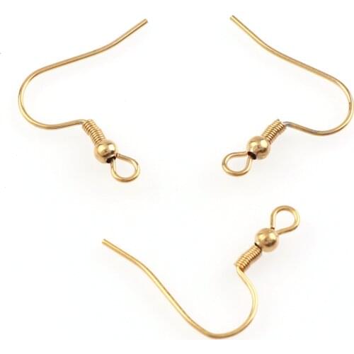 10pc20x19mm Gold Stainless Steel Ear Hook Wire Clasp With Bead Round Ball Charms Earring Hooks Wires DIY EarringEarstud Findings
