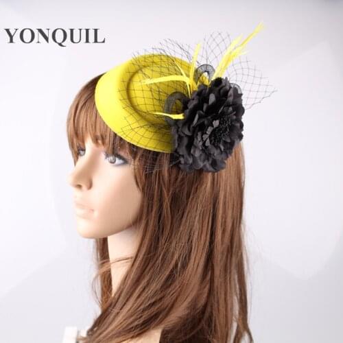 Women Fascinator Hats Fashion Cocktail Hats with Silk Flower Elegant Party Headwear Wedding Hair Accessories Multiple Colors