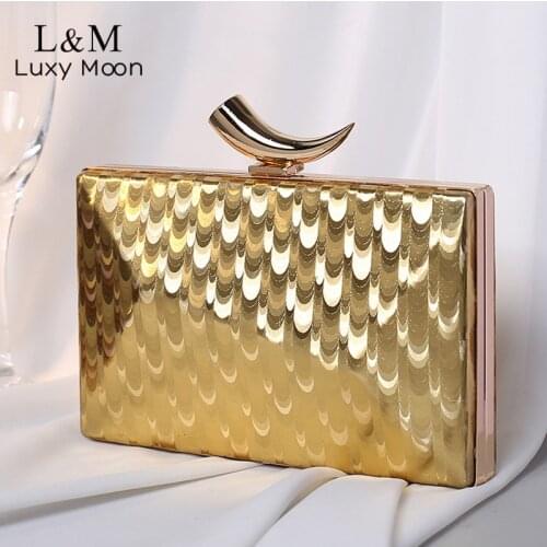 Women Evening Bag Wedding Clutch Bag Femme Fashion Chain Metal Golden Luxury Design Handbag Small Party Purse Sac A Main X310H