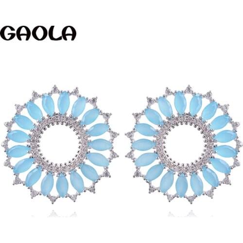 GAOLA Fashion Jewelry Earring Round Horse Eye Cubic Zircon Stud Earring For Women Christmas Gift GLE7227Y