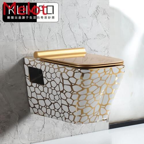 Gold Wall-mounted Toilet Small Household Hanging toilet color toilet wall-mounted toilet