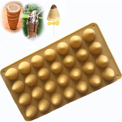 1Set 24 Cells Ice Cream Waffle Cup Molds Makers Ice Tube Ice Cream Silicone DIY Cake Bake Moulds Party Kitchen With PP Sticks