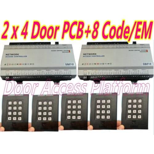 2 x 4 Door Web Access Controller Box WAN LAN TCPIP Web Interfacel+8 pcs Code/Password/EM ID Card readers+200 x RFID EM Card