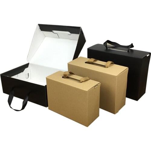 10pcs Shoes Box Friendly Kraft Paper Gift Black Yellow Foldable Custom Logo Carton Packaging Boxes Suitable For Clothes