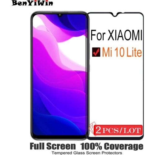 2PCS Original Full Cover Screen Protector Tempered Glass For XIAOMI Mi 10 Lite Scratch Proof Protective Film For Mi10 Lite Glass