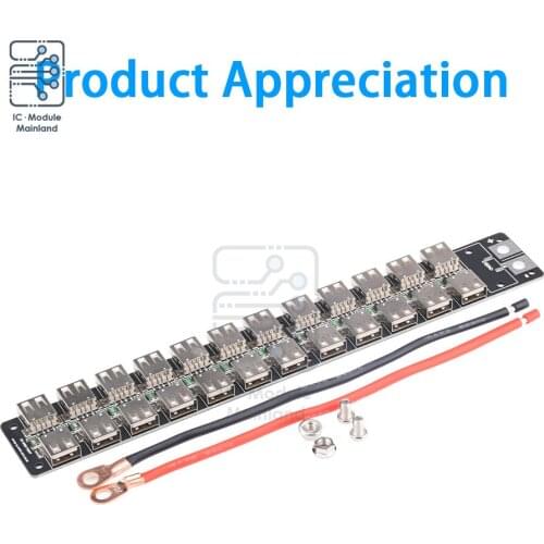 24 Ports USB Centralized Power Supply Plug Board 240W Charger Socket 12AWG Soft Silicone Wire 5V High-Power