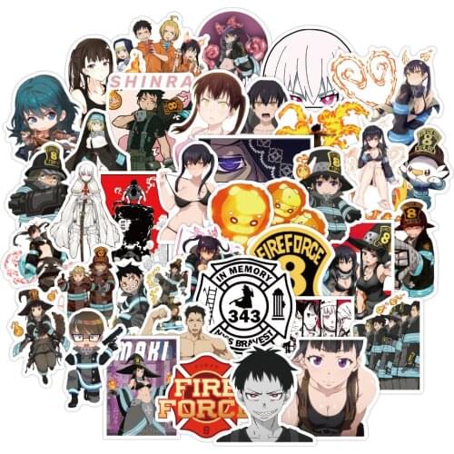 50pcs Fire Force Enen No Shouboutai Anime Small Waterproof Wall Stickers for Laptop Notebook