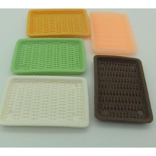 6pcs/lot resin cane basket 52mm Mini Serving Plate Dish Dessert Tray Tableware Dollhouse Miniatures accessories Kitchen