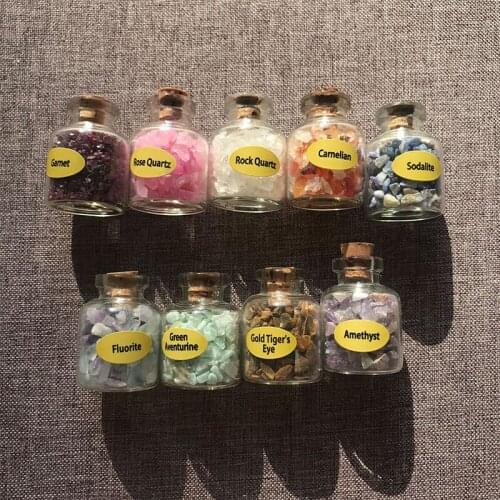 9 Bottles Wishing Bottle Natural Quartz Crystal Gravel Amethysts Stone Beads Gem