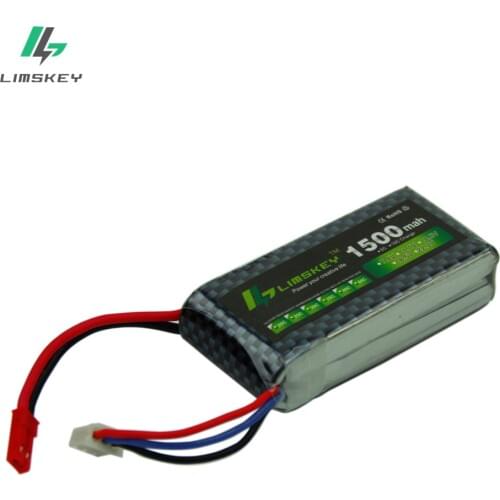 Limskey Power 2PCS 2S Lipo Battery 7.4V 1500mah 25C Max 30C for RC Qudcopter Helicopter Airplane Car JST T Plug Toy Battery 2S