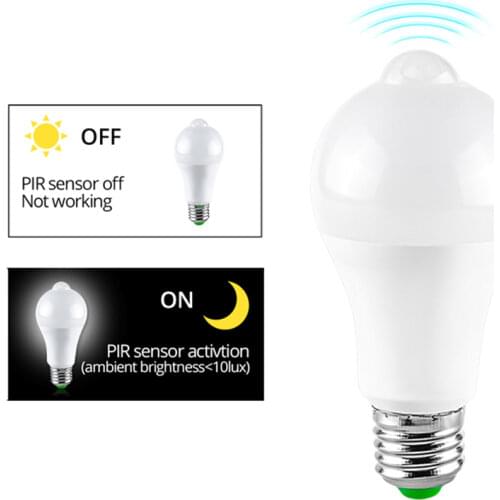 Ampoule LED PIR Sensor Bulb E27 12W 18W AC 220V 110V Dusk to Dawn Light Bulb Day Night Light Motion Sensor Lamp IP42 Outdoor