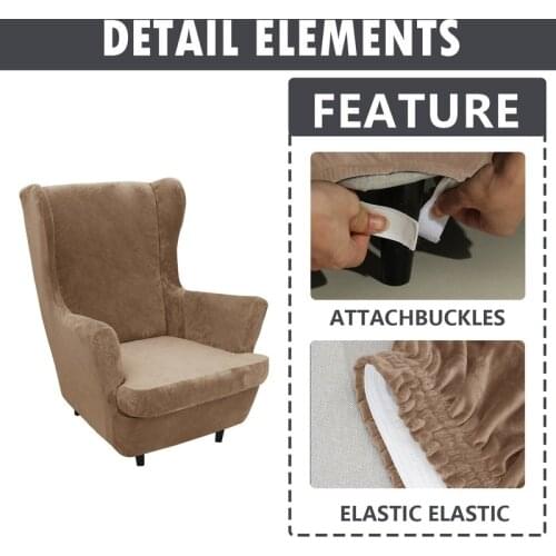 Velvet Elastic Armchair Cover Wingback All-inclusive Sloping Arm King Back Chair Cover Tiger Bench Wing Sofa Back Chair Covers