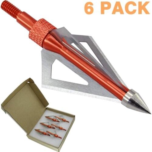 Maifield 100 Grains 3 Fixed Blade Bowhunting Broadheads 6 Pcs 1 1/4 Cutting Diameter Archery Hunting Head Arrow crossbow