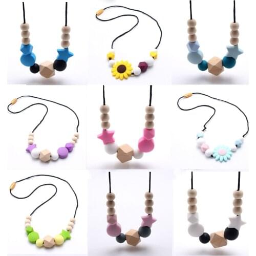 MHS.SUN Random 1Pcs Cheap Sale Silicone Beads Necklace Baby Food Grade Teething Nursing Necklace Inventory Clearance