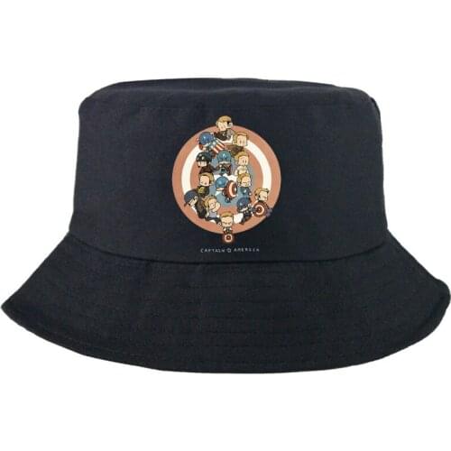 Disney Marvel Captain America Casual Fisherman Hat Harajuku Fashion Bucket Hat Outdoor Double-sided Man Women Street Panama Cap