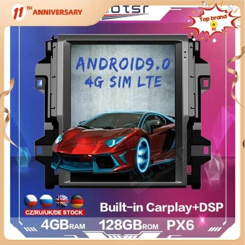 128GB Tesla Style Android Multimedia Car Radio Play For Toyota Fortuner 2016 - 2020 Car Stereo GPS Navigation DSP Carplay 4G SIM