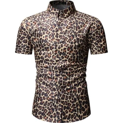 Mens Sexy Leopard Print Shirts 2021 Fashion Nightclub Party Prom Men Dress Shirt Slim Fit Long Sleeve Shirt Men Camisa Hombre