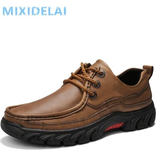 New High Quality Business Mens Shoes 100% Genuine Leather Casual Shoes Fashion Work Shoes Cow Leather Loafers Plus Size 38-48