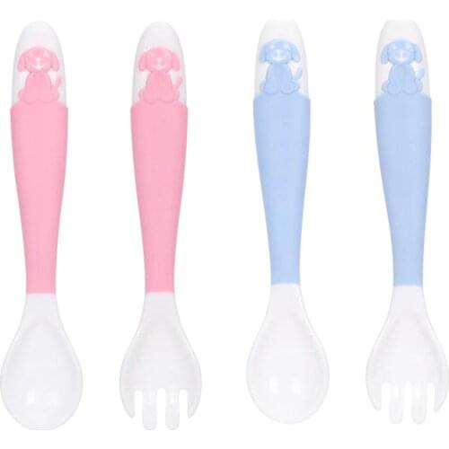Spoon For Baby Utensils Set Auxiliary Food Silicone Gel Spoon Soft Learn To Eat Training Bendable Soft Spoon Children Tableware