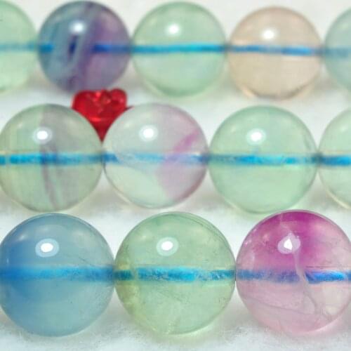 Natural Fluorite Smooth Round Loose Beads Wholesale Gemstones Semi Precious Stones Bracelet Diy Jewelry Making Design