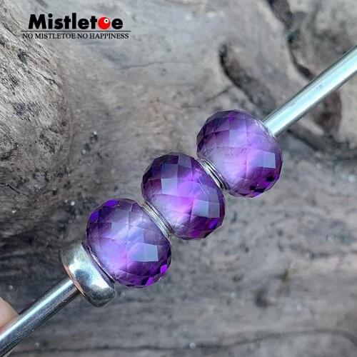 Mistletoe 925 Sterling Silver Fine Natural Faceted Amethyst Stone Bead Jewelry