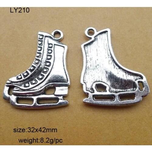 32x42mm Antique Silver Zinc Alloy Ice Skates Charms Pendant Fit For Jewelry Making 15PCS