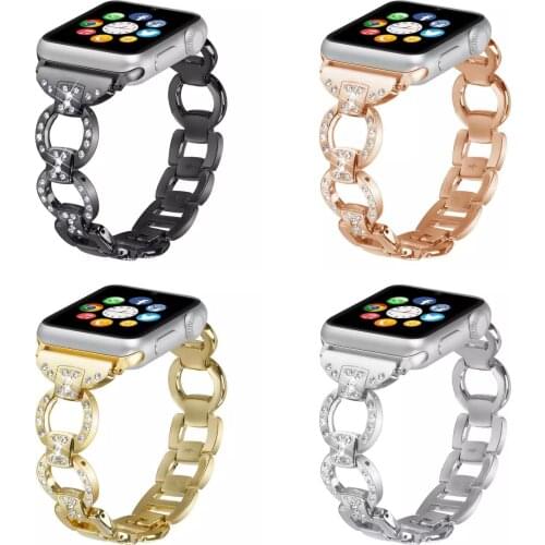 Apple Diamond Strap Se/6/5/4/3/4/1Iwatch Stainless Steel Watchband 38mm 40mm/42mm 44mm Iwatch Creative Fashion Wristband