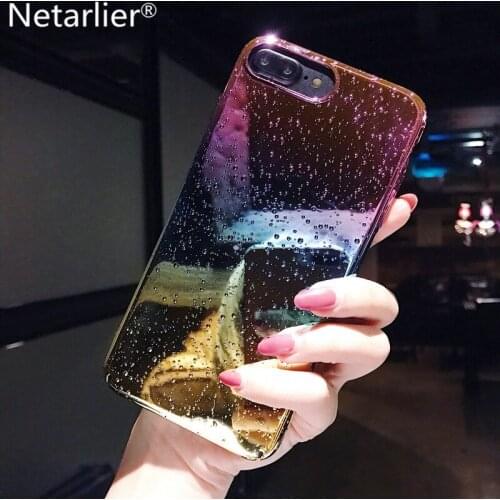 Netarlier Luxury Case For iPhone 7Plus 8P 3D Water Drop Fashion Colorful Rainbow Gradient Plastic Hard Fitted Phone Case Cover