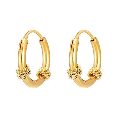 24k Gold Hoop Earrings For Women Wedding Gift Simple Temperament Stud Earrings Anniversary Fine Jewelry Earring kolczyki damskie