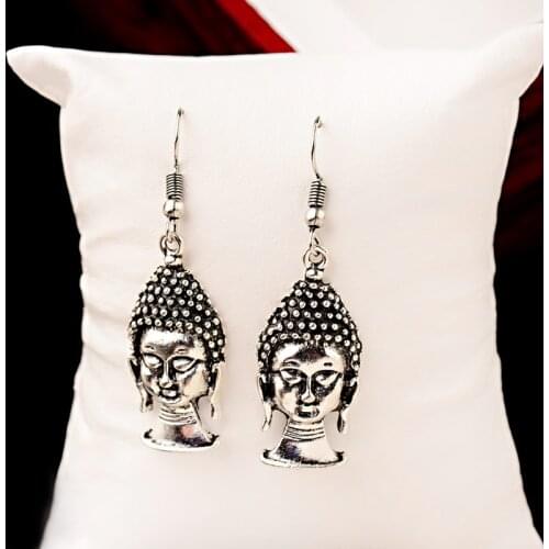 2020 Silver Color Buddha Dangle Earrings Women Fashion Ethnic Indian/Thailand Buddha Earrings Jhumka Earrings HQE275