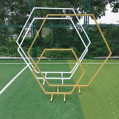 Hexagonal Bruiloft Boog Achtergrond Smeedijzeren Plank Decoratieve Props DIY Ronde Party Achtergrond Plank Bloem Met Frame DIY