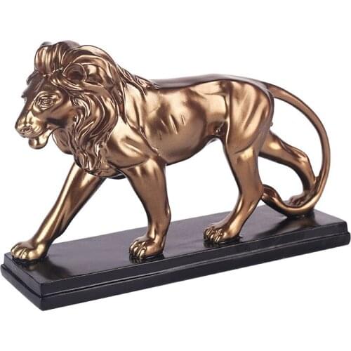 Nordic Resin Golden Lion Statues Crafts for Home Decoration Creative Sculptures Modern Art Accessories Office Desk Animal Figure