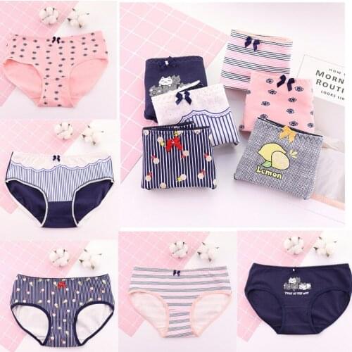 2019 New 6Pcs/Lot Girl Panties Printing Underwear Cartoon Briefs Cotton Lingerie Soft Comfortable Bowknot Girl for Panty HS99