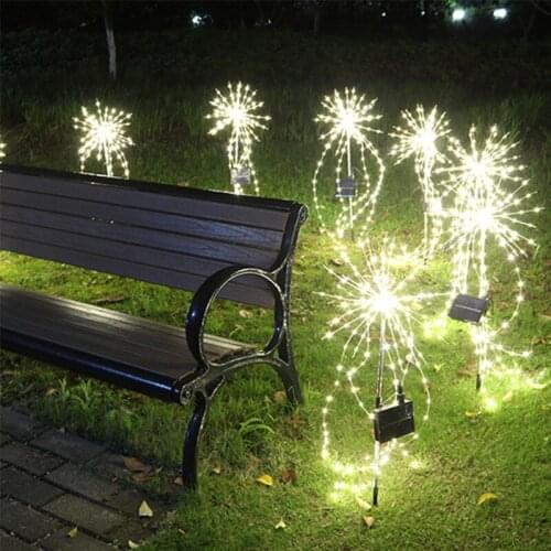 200 LEDs Solar Powered Outdoor Grass Globe Dandelion Fireworks Lamp Garden Lawn Landscape Holiday Light Christmas Decor Lighting