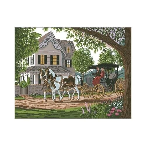 Landscape-Outing in Spring Needlework,For Embroidery,DIY 14CT Unprinted Arts Cross stitch kits Set Cross-Stitching Home Decor