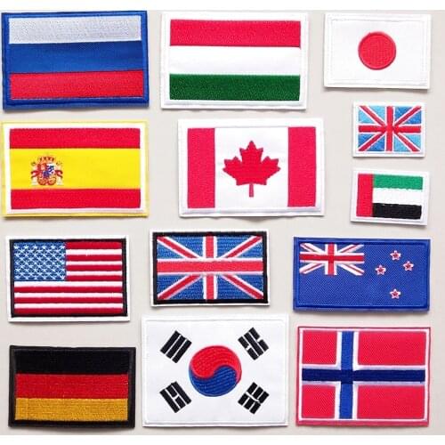 Country National Flag Embroidery Patches for Clothes Rectangle Round Patch Iron on Stickers Embroidered Badges Backpack Applique