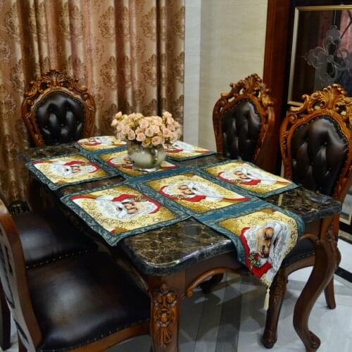 Poly cotton High quality Christmas Design Dobby table runner and table placemat , tablecloth