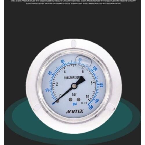 YN75ZT 10bar G3/8 hydraulic oil-filled shockproof axial belt edge shockproof pressure gauge