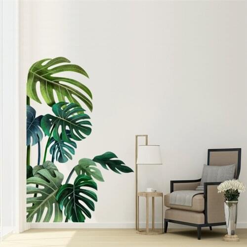 Green Leaves Plant DIY Wall Sticker Room Decoration Tropical Palm Leaves PVC Stickers Home Decor Wall Art Wall Decals