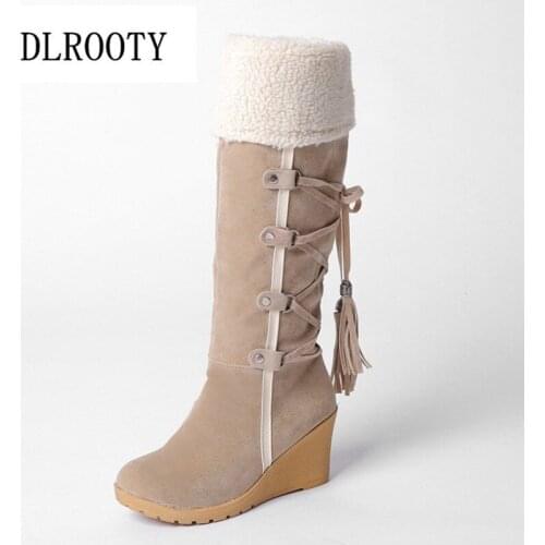 Women Snow Boots Mid-Calf 2018 Winter Warm Short Plush Female Casual Shoes Woman Wedges Fashion Platform Plus Size 34-43