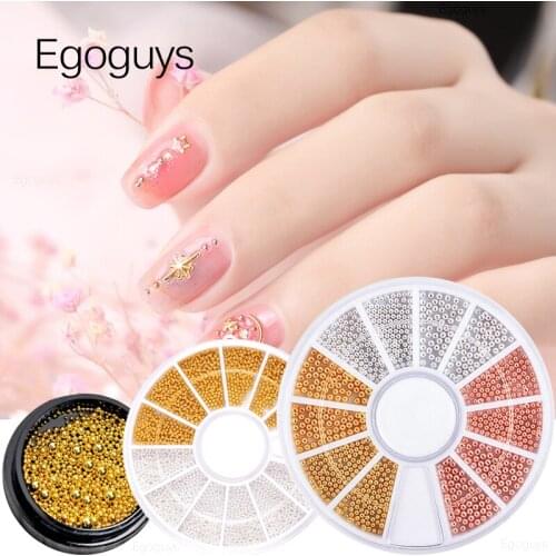 1 Bottle Gold Silver Optional Mini Caviar Beads Gel Polish Nail Art Tips Pearl Ball Pro Manicure Pedicure DIY 3D Decoration