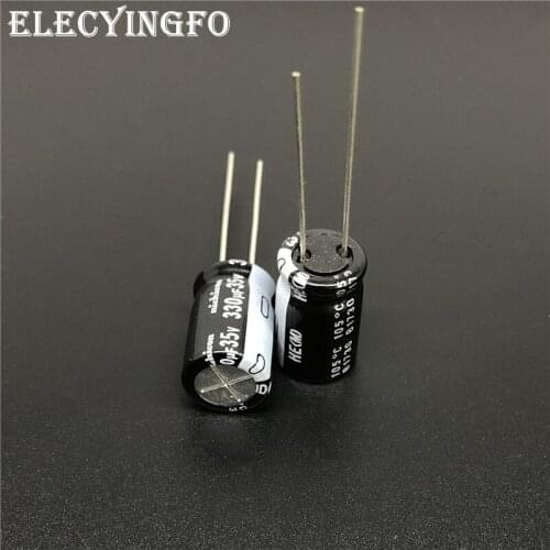 10Pcs/100pcs 330uF 35V NICHICON HE Series 10x16mm Extremely Low Impedance 35V330uF Aluminum Electrolytic Capacitor