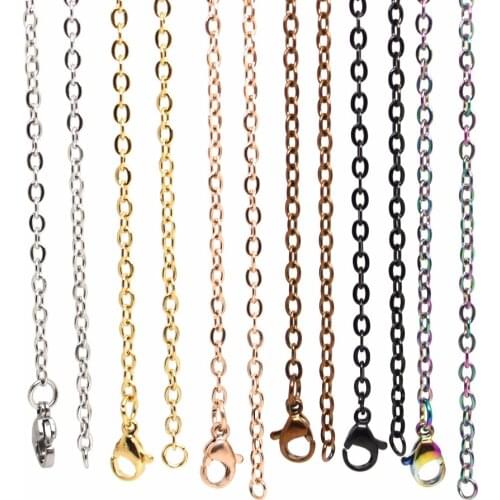 10PCS 20'' (50cm) High Quality Silver color/Gold/Rose/Black 316L Stainless Steel O-Shaped Chain Floating Charm Locket Necklace