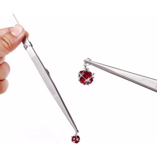 17 CM MR Jewelry Tweezer Lock Catch Tiny Diamond Stainless Steel Adjustable Craft Tool
