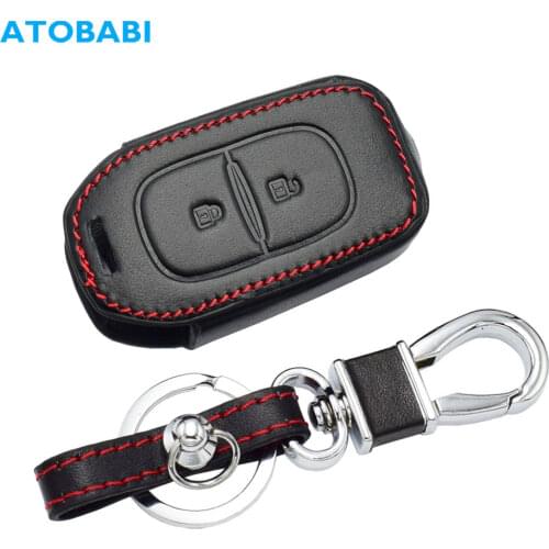 2 Button Leather Car Key Case For Renault Scenic Master Megane Duster Logan Clio Captur Laguna Fluence Remote Cover Keychain Bag