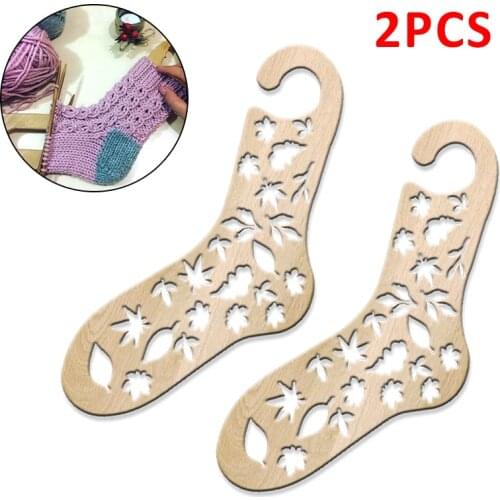 2 Pcs Natural Wood Sock Blocker Display Molds DIY Sock Gifts Knitting Tools Handmade Sewing Moulds For Beginers