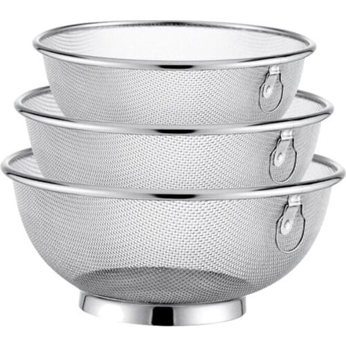 3 Pieces Colander,Stainless Steel Mini Perforated Strainers for Draining Rinsing Washing,for Pasta Vegetable Fruits