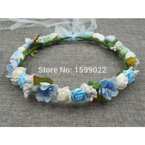 6pcs/lot Romantic Flower Girl Hair Wreath Purple White Hair Accessories Prom Princess Pageant Party Bridal Halo Headpiece